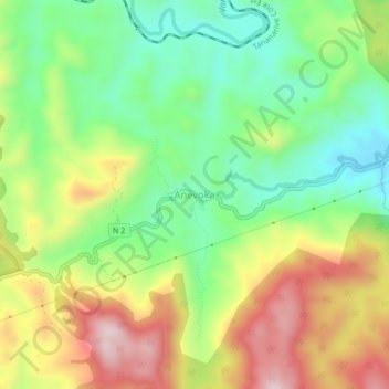 Топографическая карта Anevoka, высота, рельеф