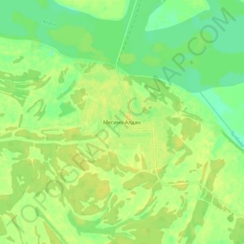 Топографическая карта Мегино-Алдан, высота, рельеф