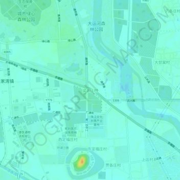 Топографическая карта 梁各庄村, высота, рельеф