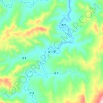 Топографическая карта 南开乡, высота, рельеф