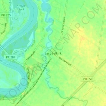 Топографическая карта East Selkirk, высота, рельеф
