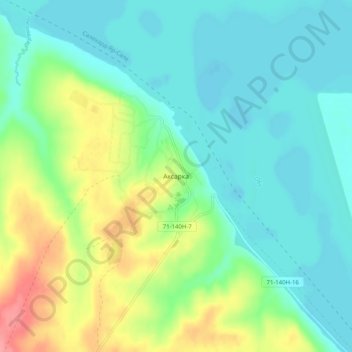 Топографическая карта Аксарка, высота, рельеф