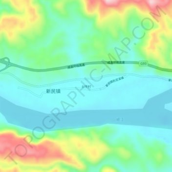 Топографическая карта 土坪村, высота, рельеф