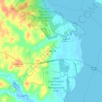 Топографическая карта Maxwell Hall, высота, рельеф