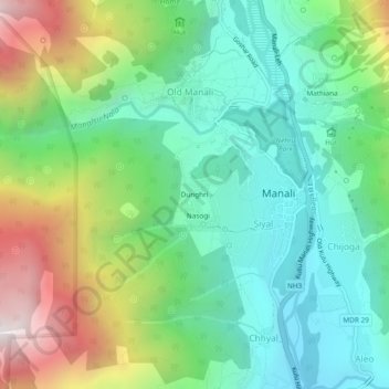 Топографическая карта Dunghri, высота, рельеф