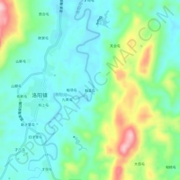 Топографическая карта 板孟屯, высота, рельеф