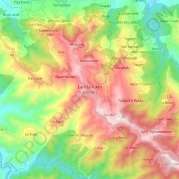 Топографическая карта Larbaa Nath Irathen, высота, рельеф