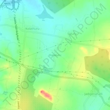 Топографическая карта Haraluru, высота, рельеф