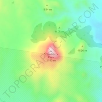 Топографическая карта Strawberry Peak, высота, рельеф