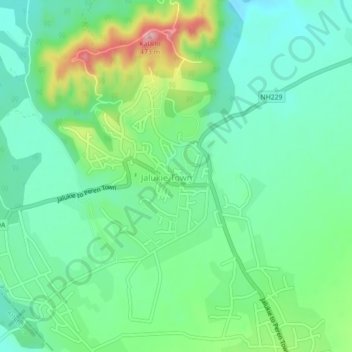 Топографическая карта Jalukie, высота, рельеф