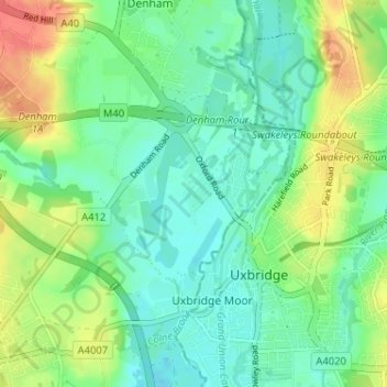 Топографическая карта New Denham, высота, рельеф