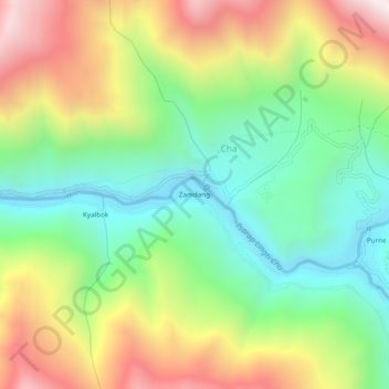 Топографическая карта Zamdang, высота, рельеф