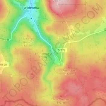 Топографическая карта Oberwildenthal, высота, рельеф