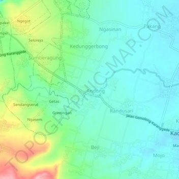 Топографическая карта Randusari, высота, рельеф