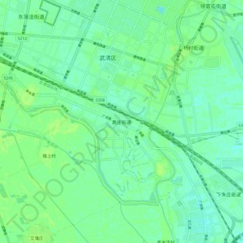 Топографическая карта Huangzhuang Subdistrict, высота, рельеф
