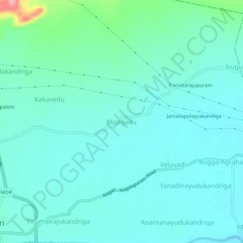 Топографическая карта Mangadu, высота, рельеф