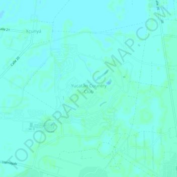 Топографическая карта Yucatán Country Club, высота, рельеф