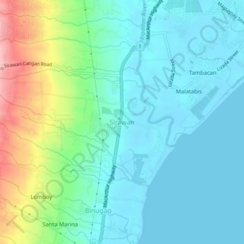 Топографическая карта Sirawan, высота, рельеф