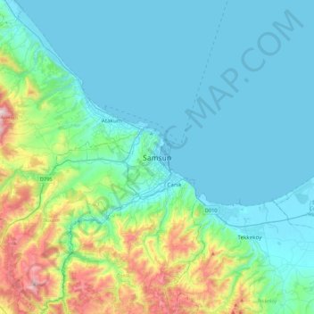 Топографическая карта Самсун, высота, рельеф