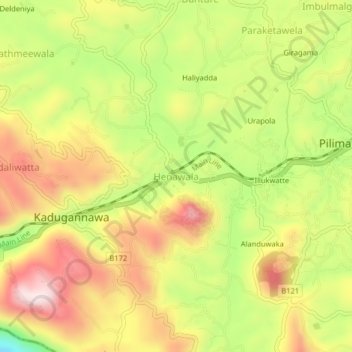 Топографическая карта Henawala, высота, рельеф