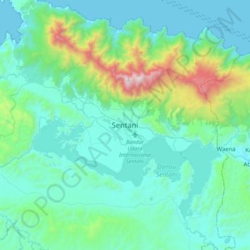 Топографическая карта Sentani, высота, рельеф