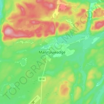 Топографическая карта Manitouwadge, высота, рельеф