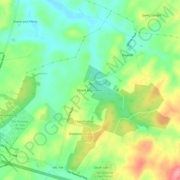 Топографическая карта Mount Airy Estates, высота, рельеф