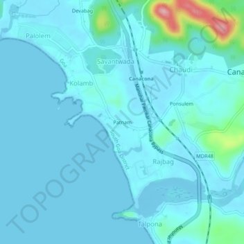 Топографическая карта Patnam, высота, рельеф