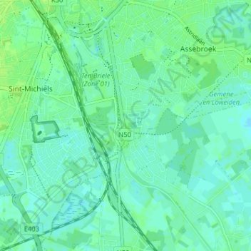 Топографическая карта Steenbrugge, высота, рельеф