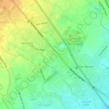 Топографическая карта San Isidro, высота, рельеф