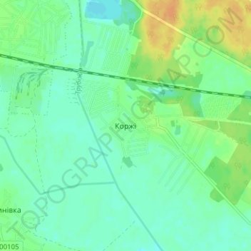 Топографическая карта Коржи, высота, рельеф