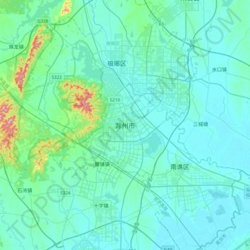 Топографическая карта 滁州市, высота, рельеф