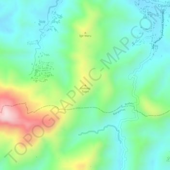 Топографическая карта Gunung Tugel, высота, рельеф