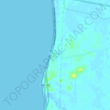 Топографическая карта Ciudad del Sol, высота, рельеф