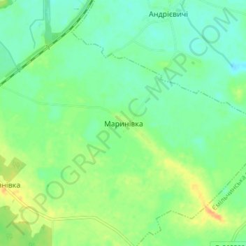 Топографическая карта Мариновка, высота, рельеф