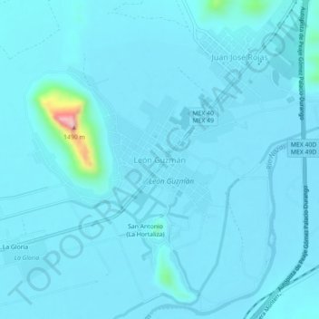 Топографическая карта León Guzmán, высота, рельеф