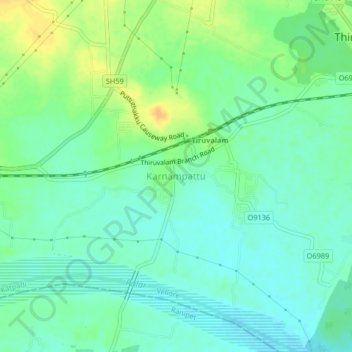 Топографическая карта Karnampattu, высота, рельеф