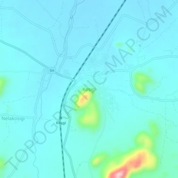 Топографическая карта Kosigi, высота, рельеф