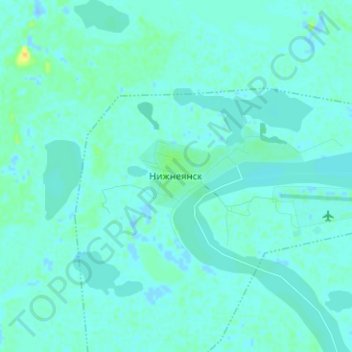 Топографическая карта Нижнеянск, высота, рельеф