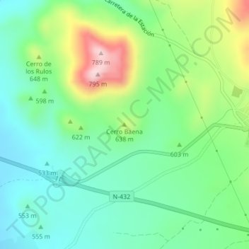 Топографическая карта Cerro Baena, высота, рельеф