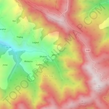 Топографическая карта Jabna, высота, рельеф