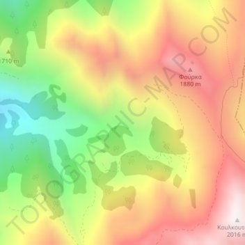Топографическая карта Pindus, высота, рельеф
