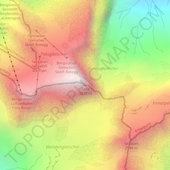 Топографическая карта Titlis, высота, рельеф