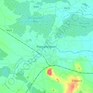 Топографическая карта Portarlington, высота, рельеф