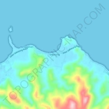 Топографическая карта Sekotong, высота, рельеф