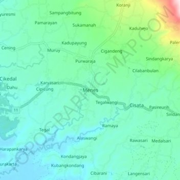 Топографическая карта Menes, высота, рельеф