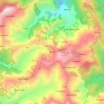 Топографическая карта Binak, высота, рельеф