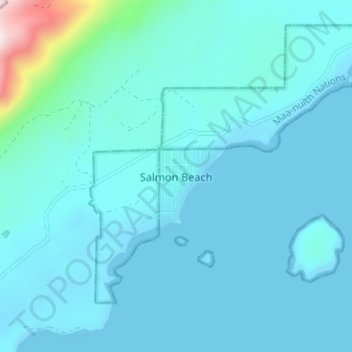 Топографическая карта Salmon Beach, высота, рельеф