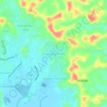 Топографическая карта Kampung Enam, высота, рельеф