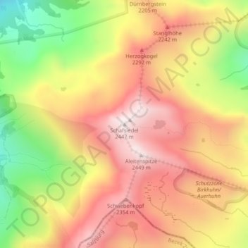 Топографическая карта Schafsiedel, высота, рельеф